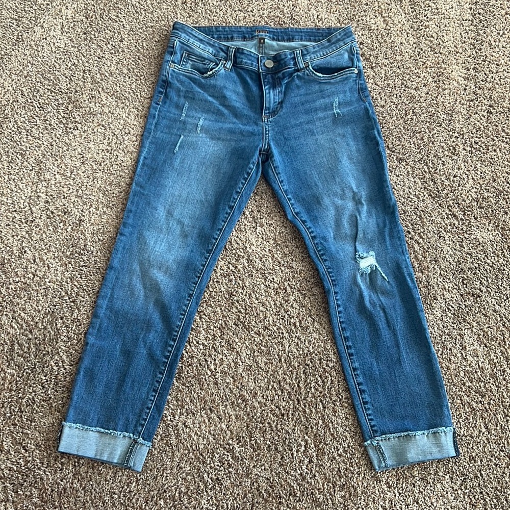 Kut from the Kloth, size 8 jeans with sewed cuff, ankle length, straight leg.